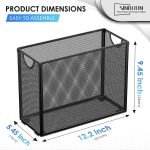 Sinboun Hanging File Organizer Letter-Size File Holder Filing Box Includes 5 Hanging Folders - Metal Mesh Magazine Book Letter Storage Cabinets File Cart for Office Home School, No Assembly Required - Image 2